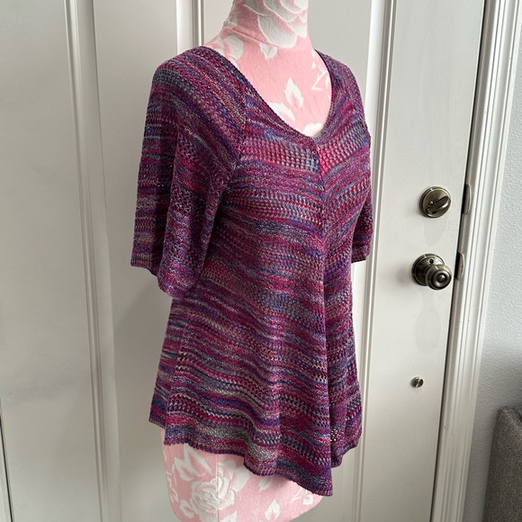 Faded Glory Acrylic Chevron-herringbone Purple Color Block Beach Knit - S - Picture 4 of 9